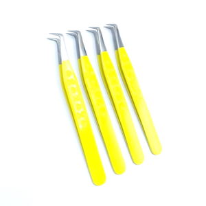 Pince à épiler antistatique en acier inoxydable et titane jaune de précision, lot de 4, pointe lisse pour le soin des sourcils et des cils - Product Image 5