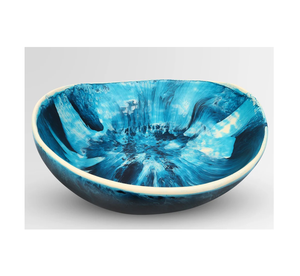 <b>Epoxy</b> <b>Resin</b> Coated Hand-painted Traditional Shallow Serving Bowl Lovely <b>Table</b> High Quality Eco-Friendly - Product Image 5