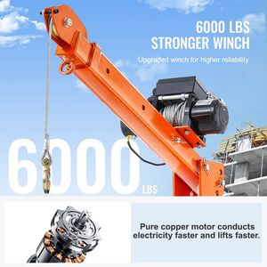 Electric Pickup Truck Crane 2200 Lbs Winch 6000 Lbs Steel Jib <b>Folding</b> Truck-Mounted <b>Bed</b> 2200 Lbs Winch 6000 Lbs Steel Jib Truck - Product Image 3