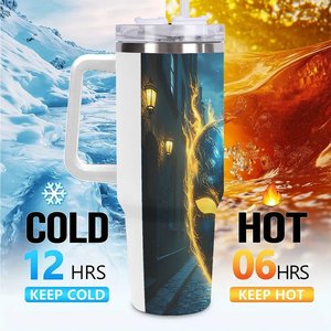 Stainless Steel Tumbler 40oz With Handle For <b>Coffee</b> And Tea Travel Use - Product Image 6