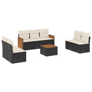 Conjunto de Sofá de Jardín de Ratán PE Negro con Patas Ajustables Grandes - Product Image 2