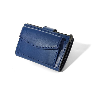 New Released Tilonstar Pop-up <b>Wallet</b> Castello Oiled Waxy Leather Aluminum Card Holder Button <b>RFID</b> Protection Black Brown Navy - Product Image 1