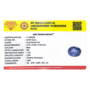 Certified AA Loose Iolite Gemstone Cabochon-2.85 Carat Natural Neeli Sapphire - Product Image 4