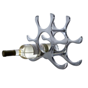 Porte-bouteilles à vin moderne en aluminium argenté pour 6 bouteilles, présentoir de comptoir en métal pour la cuisine et le bar - Product Image 1