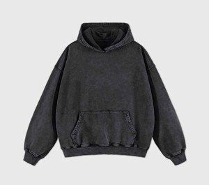 เสื้อฮู้ดดี้ผู้ชายทรงโอเวอร์ไซส์ ล้างสีแบบวินเทจ ผ้าฝ้ายฟลีซเนื้อนุ่ม สวมใส่สบาย สไตล์สตรีทแวร์ - Product Image 3