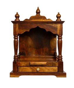 Templo de Madera Tallada para el Hogar |   Altar Compacto para Dios con Bandeja Extraíble |   Comercio al por mayor B2B en India - Product Image 1