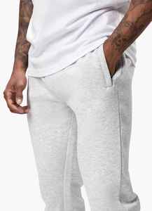 Pantalon de survêtement gris pour homme, taille élastique, poches latérales, respirant, tricoté, décontracté, pour le printemps, en coton mi-lourd - Product Image 2