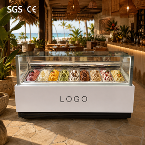 Réfrigérateur à glaces italien CE 9 Pan avec dégivrage <span class=keywords><strong>automatique</strong></span> et éclairage LED -18°C ° Vitrine Réfrigérée pour Gelato Italien - Product Image 1