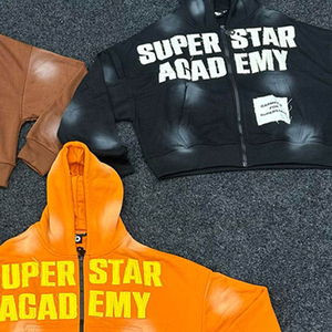 บริการ OEM เสื้อฮู้ดซิปผู้ชายรุ่นใหม่ทันสมัย ดีไซน์เนอร์ เสื้อฮู้ดวินเทจหนานุ่มสำหรับผู้ชาย ล้างสีแบบทำเก่า - Product Image 2