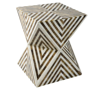 Tabourets en forme de chevron carré avec incrustations de coquillages, mosaïque de nacre naturelle, table de chevet pour l'intérieur de la maison - Product Image 1