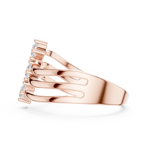 Custom Rose <b>Gold</b> Three Stone Lab Grown Diamond <b>Cocktail</b> <b>Ring</b> Fine Jewelry for Women - Product Image 3