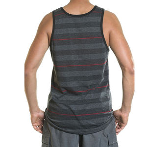 Men's Striped Sleeveless Tank Top O-Neck Knitted Breathable Casual Workout Vest Black Red Stripe <b>Pattern</b> - Product Image 6