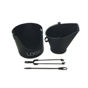 Cubo para carbón de metal negro con acabado antiguo, hecho a mano, de la mejor calidad, para braseros y accesorios de exterior - Product Image 1