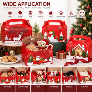 Boîte cadeau de Noël avec poignée, emballage en papier de luxe, boîte cadeau pour biscuits, bonbons, cadeaux et emballages festifs - Product Image 5