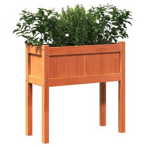 Ensemble de 2 jardinières en bois de pin massif brun moyen, pots à fleurs et jardinières - Product Image 4