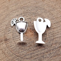 Breloque en alliage argenté en forme de tranche de citron pour verre à cocktail, 17x11mm, pour marqueurs de verres à vin