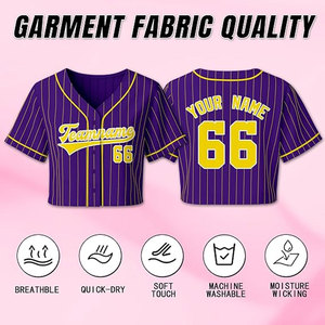 Maillot de baseball court personnalisé violet pour femme, col en V, avec nom et numéro pour équipes de softball et ligues récréatives - Product Image 2