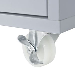 Isola da Cucina K K con Luci LED e Prese di Corrente, 2 Ripiani in Vetro Scanalato, Isola Mobile su Ruote con Tavolo Estensibile - Product Image 1