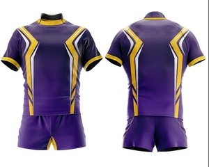 Conjunto de camiseta de rugby sublimada para hombre, manga corta, cuello alto, ajustada, que absorbe la humedad - Product Image 5