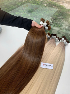 Prix d'usine Extensions de cheveux vierges naturels lisses en vrac 100% vietnamiens Super Double Drawn Colorés # 6.2 # 7 # 8 Longue durée de vie - Product Image 6