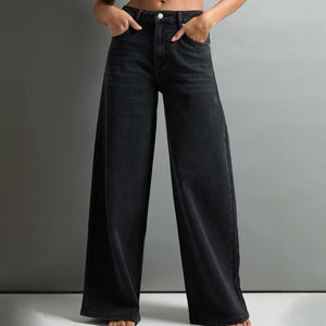 Jeans en denim droits pour femmes, style décontracté streetwear vintage avec nœud, vente en gros, fournisseur d'usine pour l'exportation, marché mondial - Product Image 2