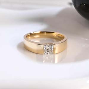 แหวนเพชรทรงปรินเซสคัท 0.50 กะรัต วงกว้าง ทองคำแท้ 14k เพชรเลี้ยงในห้องปฏิบัติการ ของขวัญงานแต่งงานสำหรับผู้หญิง - Product Image 1