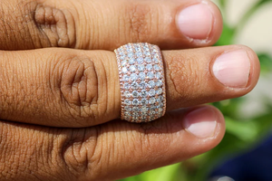 Rose <b>Gold</b> Plated Diamond <b>Cocktail</b> <b>Ring</b> Women's Glam Pave Setting Wedding Engagement <b>Ring</b> Round Stone Copper Jewelry - Product Image 3