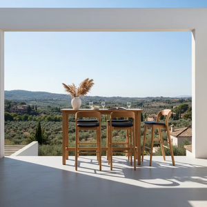 เก้าอี้บาร์ไม้สักคุณภาพพรีเมียม งานแฮนด์เมด ทนทาน เป็นมิตรกับสิ่งแวดล้อม รุ่น Xillo  ตกแต่งแบบธรรมชาติ สไตล์โมเดิร์น เหมาะสำหรับโรงแรม คาเฟ่ รีสอร์ท และโครงการต่างๆ - Product Image 3