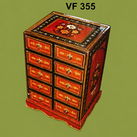 Buffet en bois antique à 10 tiroirs Meubles en bois massif peints indiens pour la maison et le salon Caractéristiques réglables