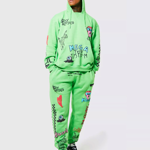Ensemble de survêtement imprimé pour homme, style unique, coupe oversize, à capuche et manches longues, pour l'extérieur - Product Image 1