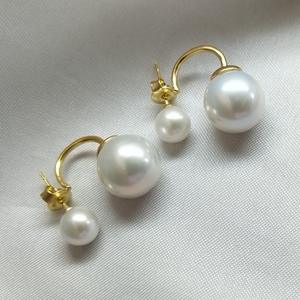 Pendientes de Plata de Ley S925 con Perlas Redondas de Agua Dulce Blancas de 11-12 mm con Ligeras Imperfecciones y Pequeños Pendientes de Perlas Múltiples de 5-6 mm - Product Image 1