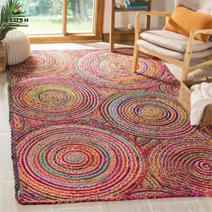 Tapis de couloir tressés à la main 65 Gauge 100x240cm en jute et coton, adaptés aux animaux domestiques, écologiques, tapis personnalisés pour la maison et le commerce - Product Image 6