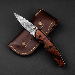 Cuchillo Plegable Recto de Acero de Damasco Hecho a Mano con Mango de Madera, Regalo de Aniversario para Padrinos de Boda, Personalizable OEM/ODM - Product Image 6