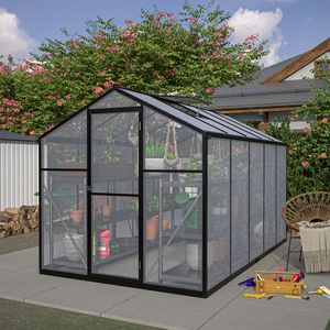 Kit Serra da Giardino 6x10 ft con Telaio in Alluminio, Copertura in Policarbonato, Porta con Chiusura e Caratteristiche Regolabili per Uso Esterno - Product Image 1