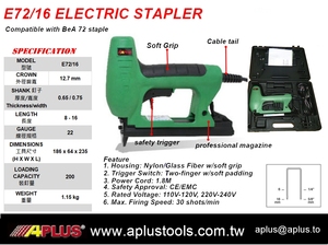 APLUS E72/16, 16mm, 12,7mm corona, VIVIENDA VERDE, grapadora eléctrica para muebles - Product Image 2