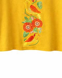 Camiseta Corta Dorada para Mujer con Bordado Floral de Pájaros, Manga Corta, Casual, de Moda, Mezcla de Algodón Suave, Top de Verano para Dama, Venta al por Mayor - Product Image 6