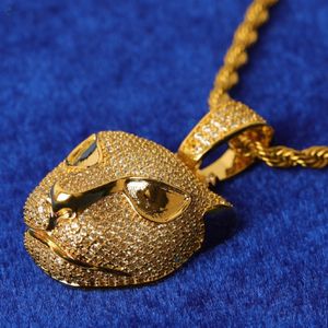 Pendentif tête de panthère en diamant de laboratoire, serti micro-pavé, collier style hip-hop, pendentif bling-bling pour homme - Product Image 3
