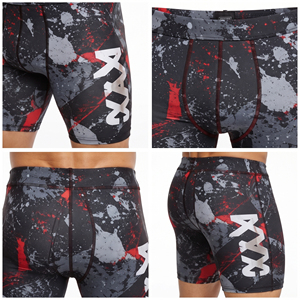 Shorts de compression pour hommes imprimés sur mesure, taille mi-haute élastique, short de yoga 100 % polyester, short de course ajusté pour hommes - Product Image 6