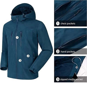Chaquetas de exterior con capucha de manga larga para senderismo y camping, de doble capa, de la mejor calidad, transpirables, con cremallera, tipo softshell, para hombre - Product Image 6
