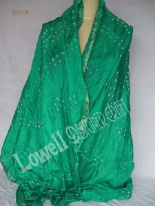 Écharpe en soie élégante et décontractée, imprimée tie-dye, motif Bandhani, style indien unique, multicolore, longue, Dupatta Bandehej, élégante, faite à la main - Product Image 4