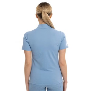 Haut d'équitation personnalisé pour femme, bleu ciel, à manches courtes, demi-zip, sous-vêtement technique, vente en gros OEM - Product Image 5