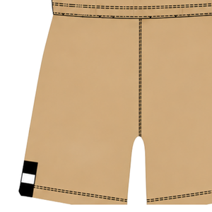 Shorts de rugby beige et noir à taille élastique avec cordon de serrage, rayés, uniforme d'équipe personnalisé, respirant, pour l'entraînement et la performance sportive - Product Image 3