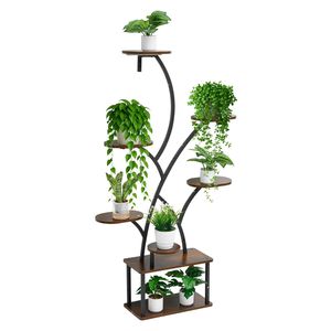 Support de plantes d'intérieur à 8 niveaux avec support d'angle en métal éclairé de 62 pouces, 3 minuteurs et 10 niveaux de luminosité pour lampes de culture intérieures - Product Image 1