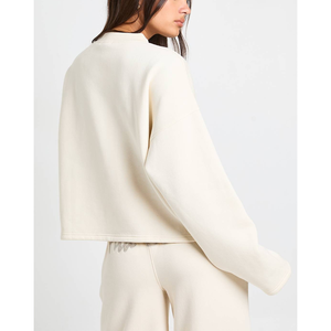 Sudadera con capucha de felpa francesa de corte holgado para mujer, con logo bordado y estampado en relieve, hombros caídos, cremallera 1/4, peso pesado, venta al por mayor 2026 - Product Image 4