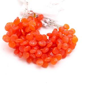 Perles de cornaline naturelle sculptées à la main, perles de pierres précieuses sculptées à la main, perles de cornaline percées sur le côté pour la fabrication de bijoux DIY, 9-10MM, en vrac - Product Image 4