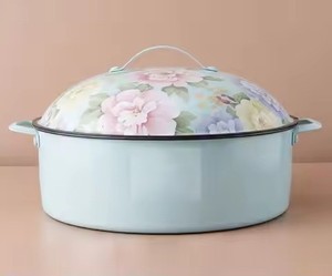 Casserole tendance en émail rose vert clair, pot de service pour garder les aliments au chaud pour le buffet du Ramadan et la décoration de table de l'Aïd - Product Image 2