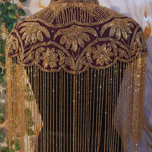 Tela de Lujo con Decoración de Cuentas para Vestido de Novia, Corsé y Vestido de Noche, Adorno de Flecos Texturizados Hechos a Mano, 20x26cm de Ancho - Product Image 1