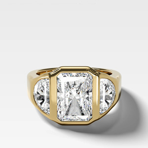 14K Yellow Gold Radiant Cut Lab Grown Diamond Signet <b>Ring</b> - Product Image 1