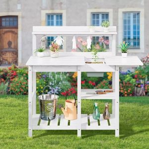 Resistente alle intemperie in legno giardino Workstation panca per invasatura all'aperto tavolo mensola di stoccaggio per piantare Patio cortile uso balcone - Product Image 4