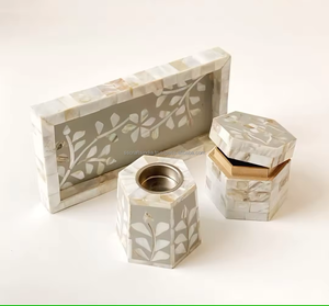 <b>Mother</b> of Pearl Incense Burner Set Luxury MOP Incense Holder Bakhoor Arabic Incense Mubkhar for Ramadan Eid Mubarak From India - Product Image 1